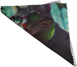 Premium Cleaning Cloth Glasses Contact Lenses Phone Glass Plastic Chic Cat Glasses Print Pristyle 15x15cm