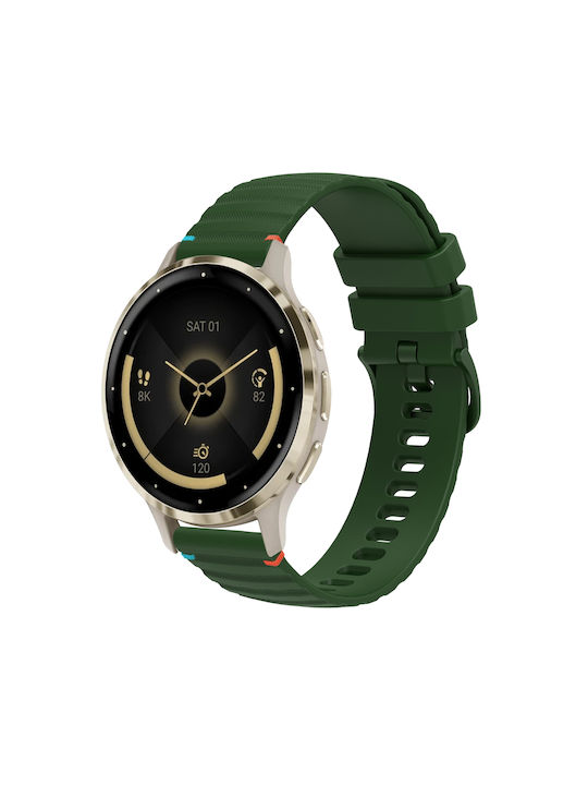 Garmin Venu 3s Silicone Embossed Wave Style 18mm Army Green