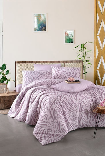 Mc Decor Set Pătură Single 160x240 cm 144 MCL.KPM.ZEBRA Lila 2 Bucăți
