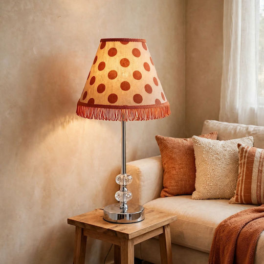 Crystal Table Lamp for E27 Fitting with Orange Shade and Silver Base