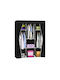 Fabric Wardrobe with Zipper and Shelves in Black Colour 175x45x130cm