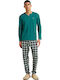 Vamp Winter Herrenpyjama Baumwollene Blaugrün