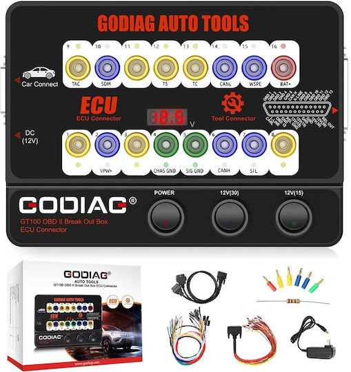 Godiag Gt100 Tester de Protocol OBD Ii Cutie Break Out Interfață de Conectare Ecu Monitorizare Tensiune Extensie de Diagnostic Alimentare Înlocuire Baterie