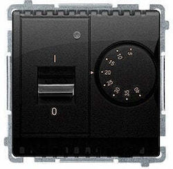 Simon Basic Regulator de Temperatură Senzor Intern 16a 230v Montare în Priză Șuruburi Cutie Neagră Bmrt10w.02/49