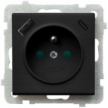 Ospel Sonata Single Flush Mount Power Socket with Lid Silver