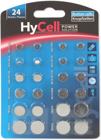 Hycell Alkalische Uhrenbatterien LR41 / LR54 / CR1620 / CR2016 / CR2025 / CR2032 1.5V 20 Stück