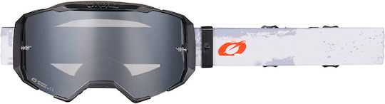 Motocross Goggles O'neal B-22 Paint White Black Silver Mirror
