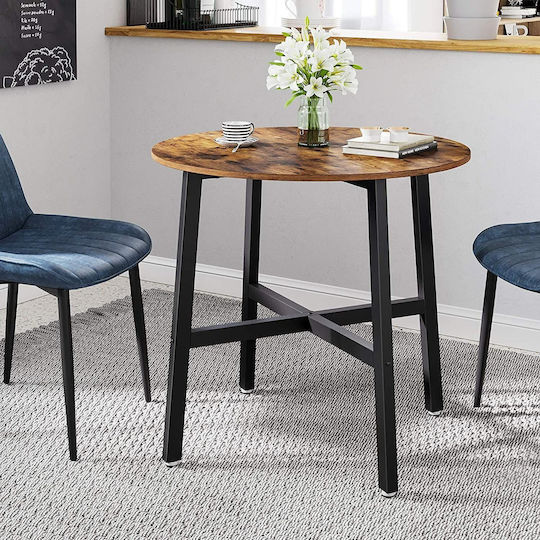 Loft Round Metal Rustic Brown Table 80x80x75cm