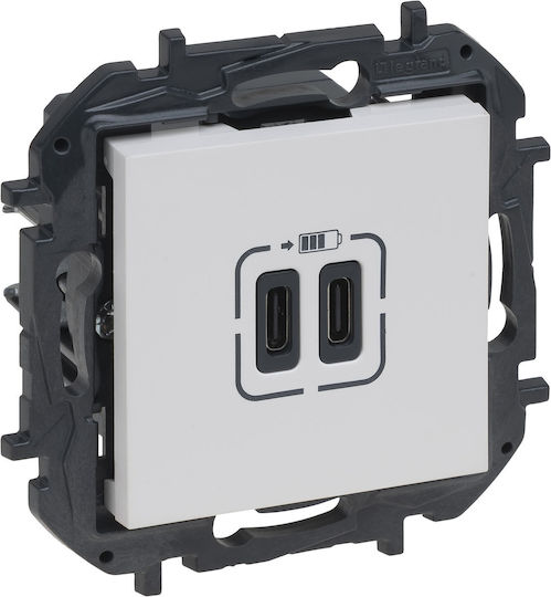 Legrand Niloe Double Flush Mount Power Socket with 2 USB Ports White