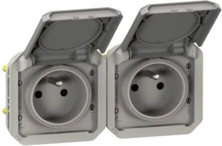 Legrand Plexo Doppelter Steckdose Wasserdicht Grau