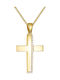 Papoulidis Jewellery Женски Златен Кръст 14 Карата Двулицев Без Верижка
