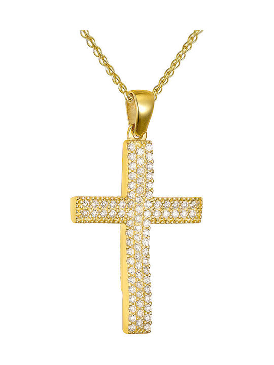 Papoulidis Jewellery Дамски Златен Кръст 14 Карата Двулицев Без Верижка