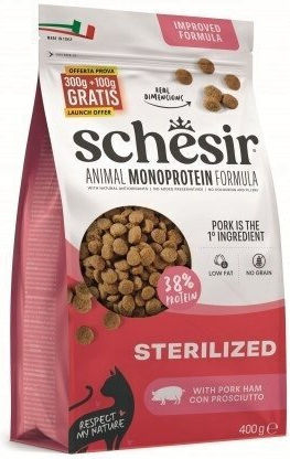 Schesir Dry Cat Food for Adult Cats with Ham / Pork 0.4kg