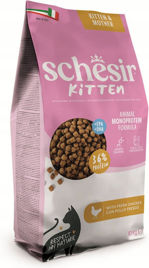 Schesir Monoprotein Dry Cat Food for Kittens with Chicken 10kg