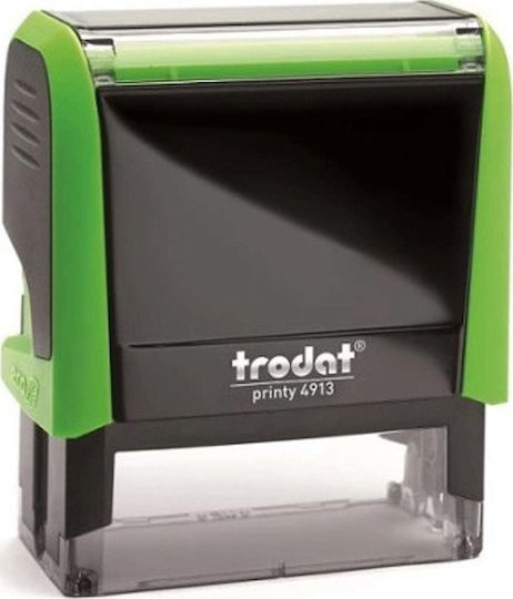 Trodat Printy 4913 Rectangular Self-Inking Text Stamp with Elements and Green Ink