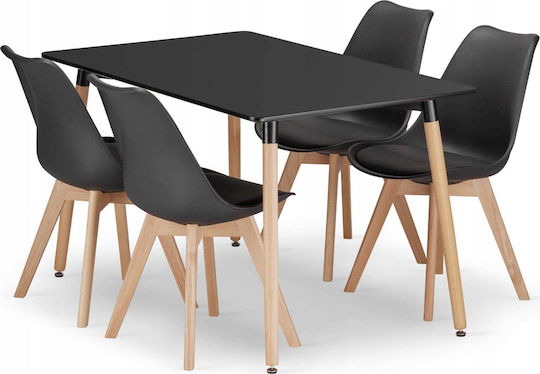 Dining Room Set with 4 Chairs 120x80cm