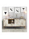 Sideboard with Drawers Marble Cream 180x35x81cm