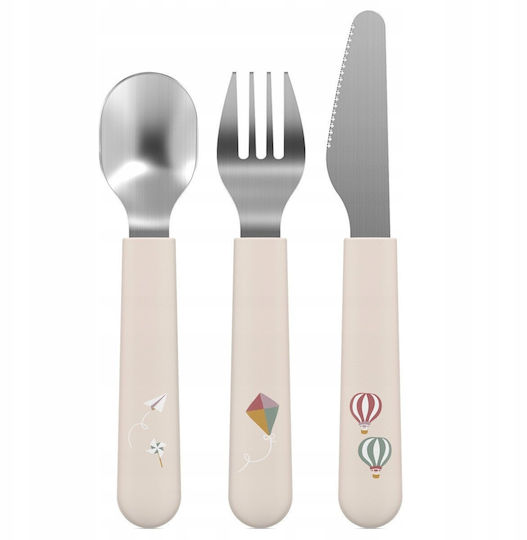 Mepal Set De Linguri Pentru Bebeluşi Şi Tacâmuri Pentru Copii Din Plastic Bej 3 Bucăţi