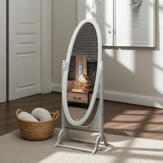 SteweHome Boden- oder Standspiegel Oval mit Silber Holz Rahmen 161x63cm
