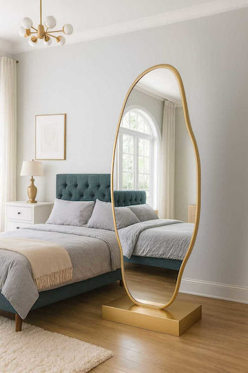 SteweHome Asymmetric Mirror with Silver Wooden Frame