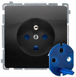 Kontakt-Simon Single Flush Power Socket with Key Black Kontakt-Simon Single Flush Power Socket with Key Black