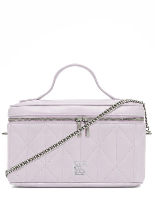 Чанта W Calvin Klein Quilted Beauty Case On Chain Сив Лилав