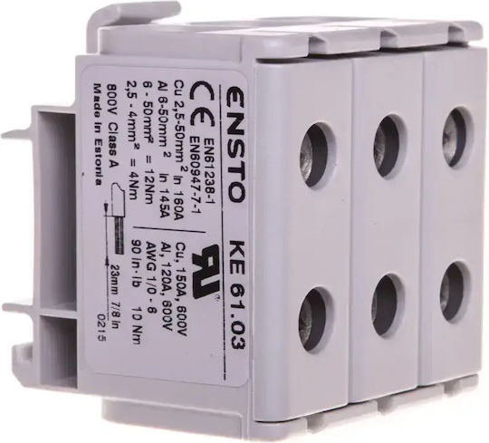 Ensto Universal Clamp Clampopro Al 6-50mm2 Cu 2.5-50mm2 3 Circuits Ke61.03