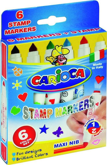 Carioca Μαρκαδόροι Ζωγραφικής 9mm με Διπλή Μύτη Σετ 6 Χρώματα