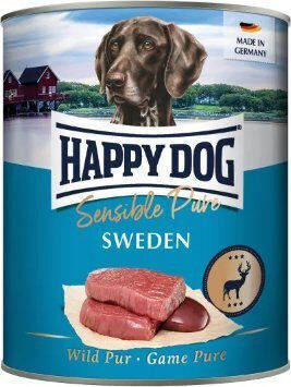 Happy Dog Wet Dog Food in Cans with Bushmeat Meat Wild Boar and Deer 800gr