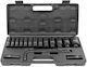 Forsage Satz Tiefe Steckdosen Krafteinwirkung 1/2" 15+1 Stück 10-36mm Sechsecke