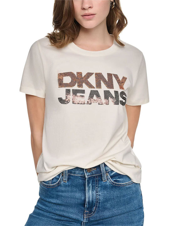 DKNY Logo Γυναικείο T-shirt Eggnog/espresso