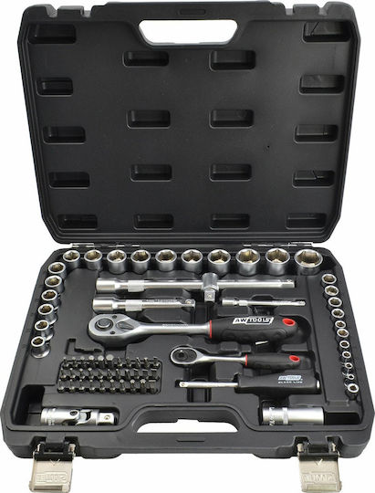 AWTools Ratschen- und Steckschlüssel-Set 1/2" & 1/4" 72 Stück