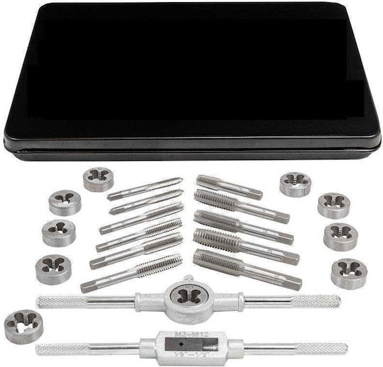 Bituxx Set De Scule Manuale Pentru Filetare Inch 24 Bucăți Valiză Metalică