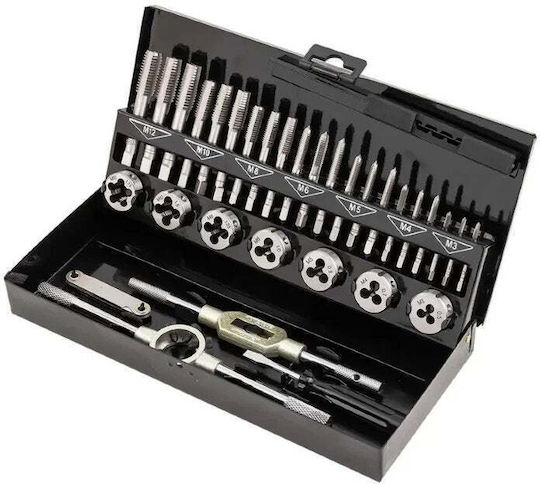 Bituxx Set Handgewindebohrer und Gewindeschneider 58 Stück M2-m12 Metallische Hülle