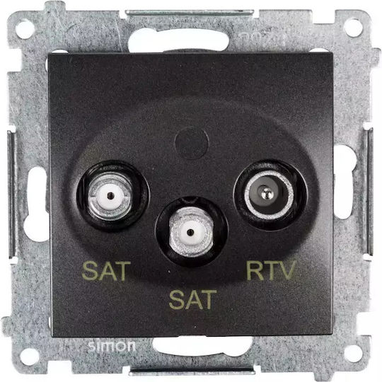 Kontakt-Simon TV-Antennensteckdose für Fernseher und Satellit Grundlegend in Grau Farbe DASK2.01/48