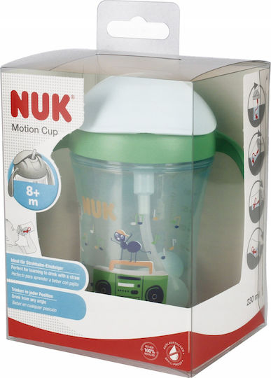 Nuk Kids Cup with Handles and Straw Motion Cup from Silicone Green 230ml for 8m+