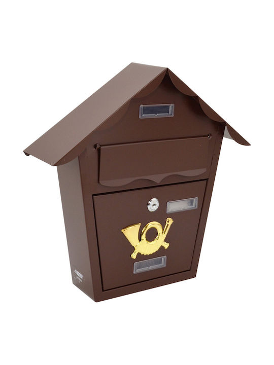 AWTools Țeavă De Șemineu Cutie Poștală Metalică În Culoare Maro 37x36.5x10cm