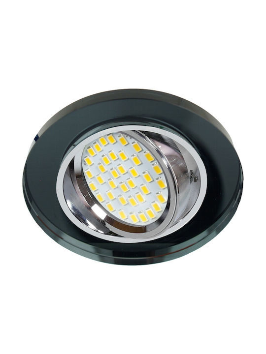 Candellux Spot Pătrat Sticlă De Tavan Incastrat Cu Dulie GU5.3 Argintie