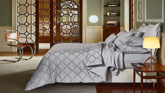 Valeria Home Set Huse Pentru Pilote Cidade 100% Bumbac 220x200cm Superdublu Cu 2 Fețe De Pernă & 1 Cearșaf Dove