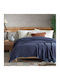 Şaheser Cuvertură Pat Dublu Bumbac Albastru Navy 220x240cm