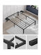Doppel Metallbett Schwarz mit Lattenrost für Matratze 140x200cm