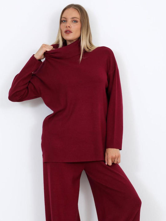 Women's Turtleneck Sweater Burgundy