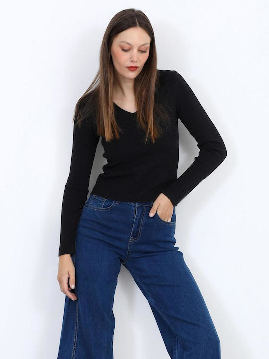 Women's Blouse with V-Neck Black
