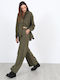 Damen Lederhose mit Gummiband Khaki