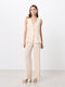 Women's High Rise Crepe Pantaloons in Regular Fit Ecru