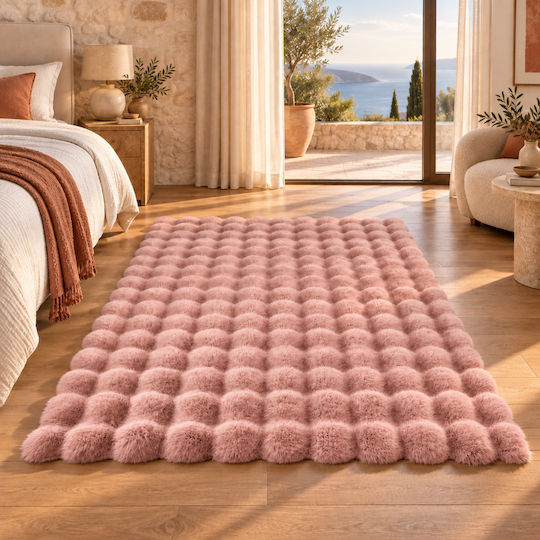 My Home Luxury Bubble Non-slip Runner Furry Pink 60x180cm