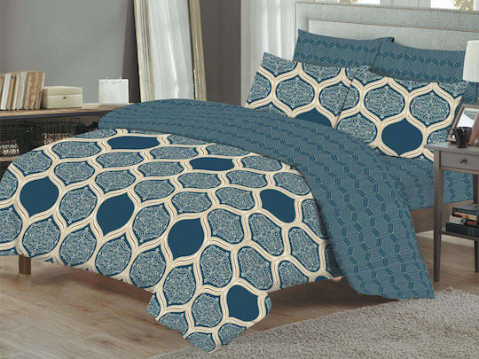 Set Double Bed Sheets 220x260cm Geometric Pattern (4 Pieces)