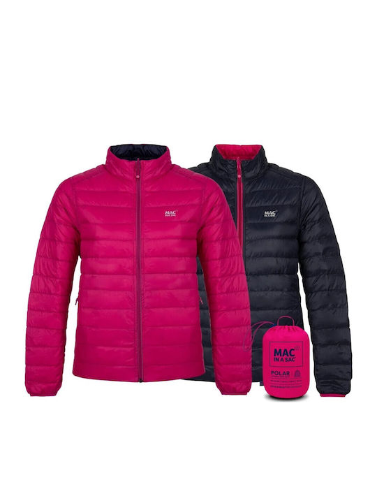 Women's Double Sided Waterproof Puffer Jacket for Winter Fuchsia/Blue