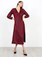 Sommer Midi Abend Hemdkleid Wickel Satin Burgundisch