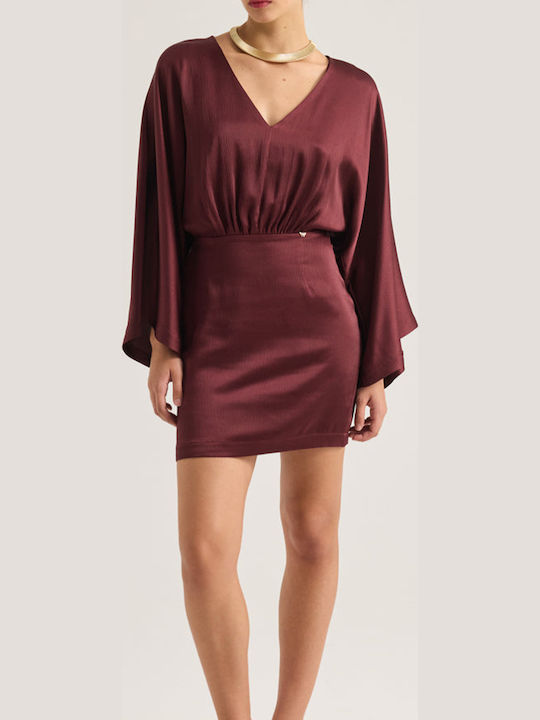 Summer Mini Evening Dress Burgundy